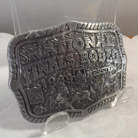 National Finals Rodeo 1999 Hesston Commemorative Series Limited NOS Belt Buckle - Picture 5 of 6